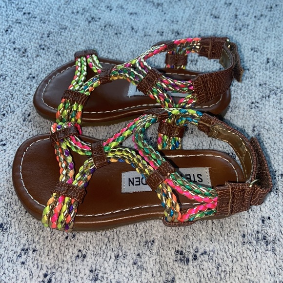 Steve Madden Girls Multi Color Strappy Sandals Size 6 - Picture 3 of 5